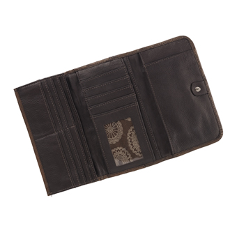 American West Lariats and Lace Tri-Fold Wallet - Charcoal Brown #2